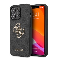 Husa Guess PU 4G Metal Logo pentru iPhone 13 Pro Max, Grey