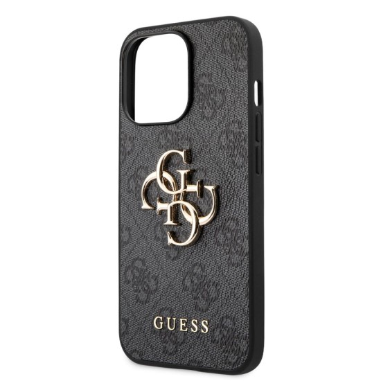 Husa Guess PU 4G Metal Logo pentru iPhone 13 Pro Max, Grey (Bakr, GUHCP13X4GMGGR) by www.silkase.ro