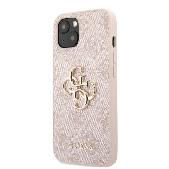 Husa Guess PU 4G Metal Logo pentru iPhone 13, Roz (Bakr, GUHCP13M4GMGPI) by www.silkase.ro
