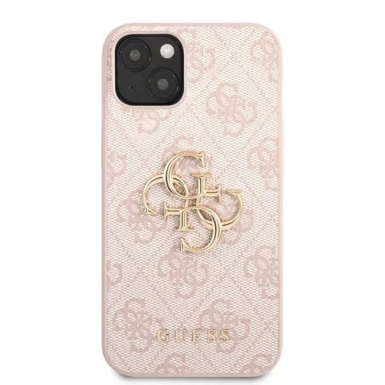 Husa Guess PU 4G Metal Logo pentru iPhone 13, Roz (Bakr, GUHCP13M4GMGPI) by www.silkase.ro