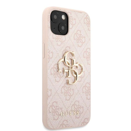 Husa Guess PU 4G Metal Logo pentru iPhone 13, Roz (Bakr, GUHCP13M4GMGPI) by www.silkase.ro