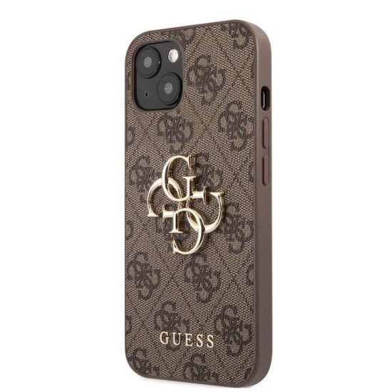 Husa Guess PU 4G Metal Logo pentru iPhone 13, Maro (Bakr, GUHCP13M4GMGBR) by www.silkase.ro