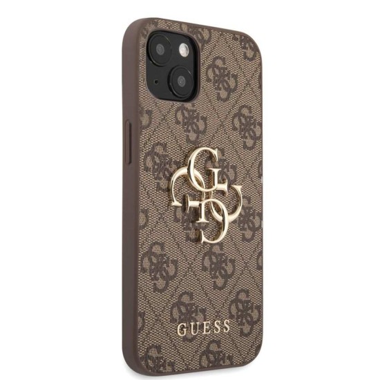 Husa Guess PU 4G Metal Logo pentru iPhone 13, Maro (Bakr, GUHCP13M4GMGBR) by www.silkase.ro