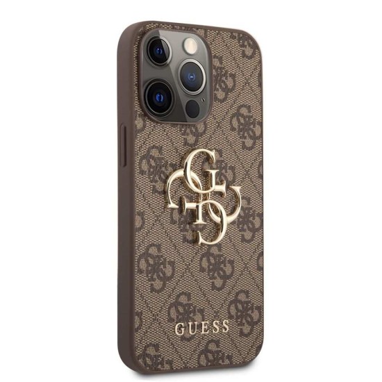 Husa Guess PU 4G Metal Logo pentru iPhone 13 Pro, Maro (Bakr, GUHCP13L4GMGBR) by www.silkase.ro