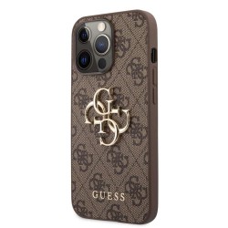 Husa Guess PU 4G Metal Logo pentru iPhone 13 Pro Max, Maro