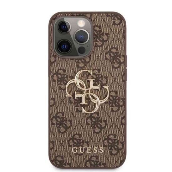 Husa Guess PU 4G Metal Logo pentru iPhone 13 Pro Max, Maro (Bakr, GUHCP13X4GMGBR) by www.silkase.ro