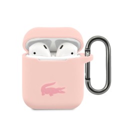 Husa Lacoste Liquid Silicone Glossy Printing Logo pentru AirPods 1/2, Roz