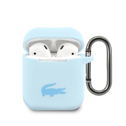 Husa Lacoste Liquid Silicone Glossy Printing Logo pentru AirPods 1/2, Albastra