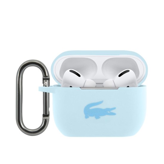 Husa Lacoste Liquid Silicone Glossy Printing Logo pentru AirPods Pro, Albastra (Bakr, LCAPSLB) by www.silkase.ro