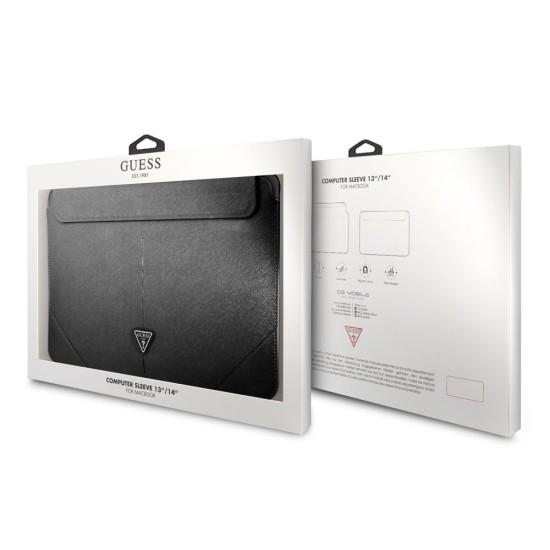 Husa Laptop Guess Saffiano Triangle Metal Logo 13/14", Neagra Husa Laptop Guess Saffiano Triangle Metal Logo 13/14", Neagra (Bakr, GUCS14PSATLK) by www.silkase.ro