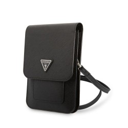Geantă de Umăr / Portofel Telefon Guess PU Saffiano Triangle Logo, Neagra