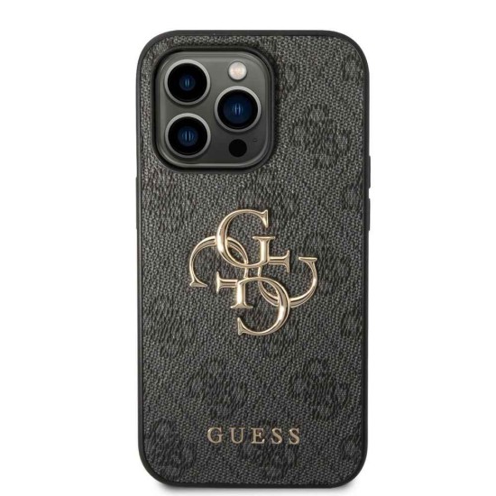 Husa Guess PU 4G Metal Logo pentru iPhone 14 Pro, Gri (Bakr, GUHCP14L4GMGGR) by www.silkase.ro