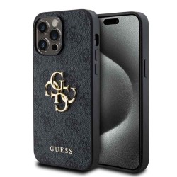Husa Guess PU 4G Metal Logo pentru iPhone 14 Pro Max, Gri