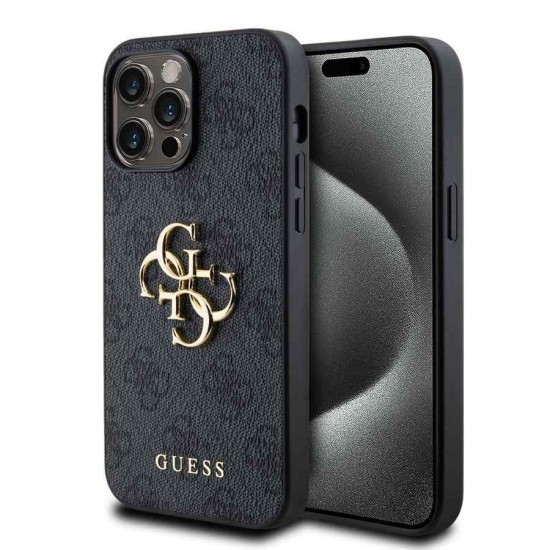 Husa Guess PU 4G Metal Logo pentru iPhone 14 Pro Max, Gri (Bakr, GUHCP14X4GMGGR) by www.silkase.ro