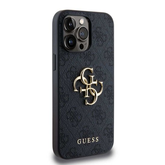 Husa Guess PU 4G Metal Logo pentru iPhone 14 Pro Max, Gri (Bakr, GUHCP14X4GMGGR) by www.silkase.ro