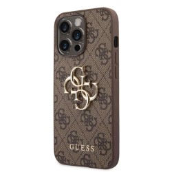 Husă Guess PU 4G Metal Logo pentru iPhone 14 Pro Max Brown