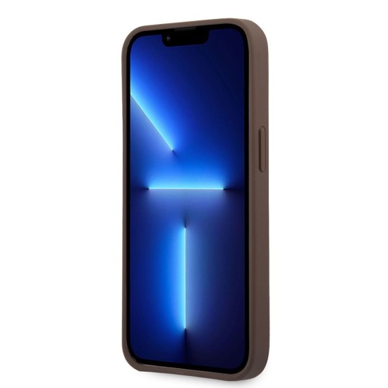 Husă Guess PU 4G Metal Logo pentru iPhone 14 Pro Max Brown (Bakr, GUHCP14X4GMGBR) by www.silkase.ro