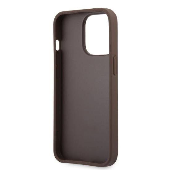 Husă Guess PU 4G Metal Logo pentru iPhone 14 Pro Max Brown (Bakr, GUHCP14X4GMGBR) by www.silkase.ro