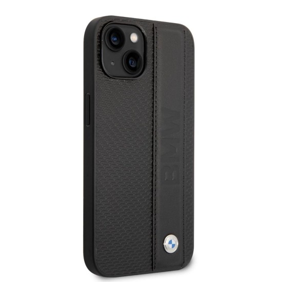 Husa de Protectie BMW Signature din Piele Veritabila pentru iPhone 14 Plus, Negru (Bakr, BMHCP14M22RDPK) by www.silkase.ro