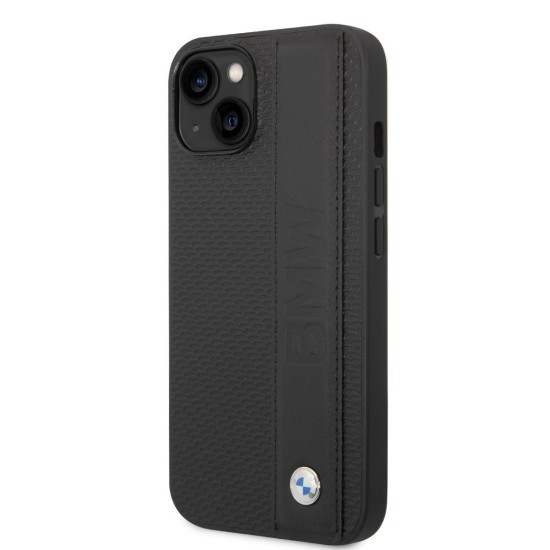 Husa de Protectie BMW Signature din Piele Veritabila pentru iPhone 14 Plus, Negru (Bakr, BMHCP14M22RDPK) by www.silkase.ro