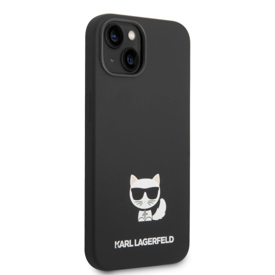 Husă de Protecție iPhone 14 Plus Karl Lagerfeld Liquid Silicone Choupette, Black (Bakr, KLHCP14MSLCTBK) by www.silkase.ro