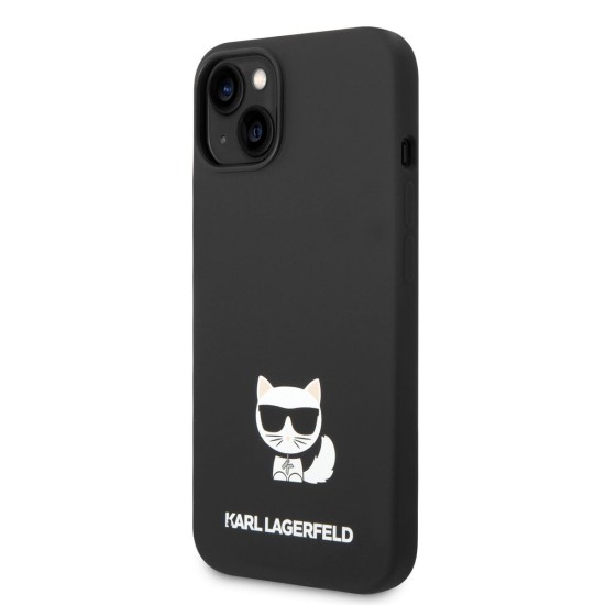 Husă de Protecție iPhone 14 Plus Karl Lagerfeld Liquid Silicone Choupette, Black (Bakr, KLHCP14MSLCTBK) by www.silkase.ro
