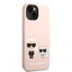Husa iPhone 14 Plus Karl Lagerfeld Liquid Silicone, MagSafe, Karl & Choupette, Roz (Bakr, KLHMP14MSSKCI) by www.silkase.ro