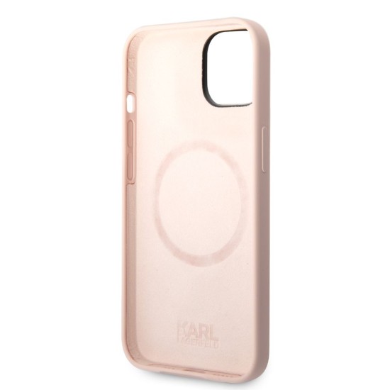 Husa iPhone 14 Plus Karl Lagerfeld Liquid Silicone, MagSafe, Karl & Choupette, Roz (Bakr, KLHMP14MSSKCI) by www.silkase.ro