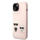 Husa iPhone 14 Plus Karl Lagerfeld Liquid Silicone, MagSafe, Karl & Choupette, Roz (Bakr, KLHMP14MSSKCI) by www.silkase.ro