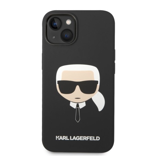 Husă Karl Lagerfeld Liquid Silicone Karl Head pentru iPhone 14 Plus, Black (Bakr, KLHCP14MSLKHBK) by www.silkase.ro