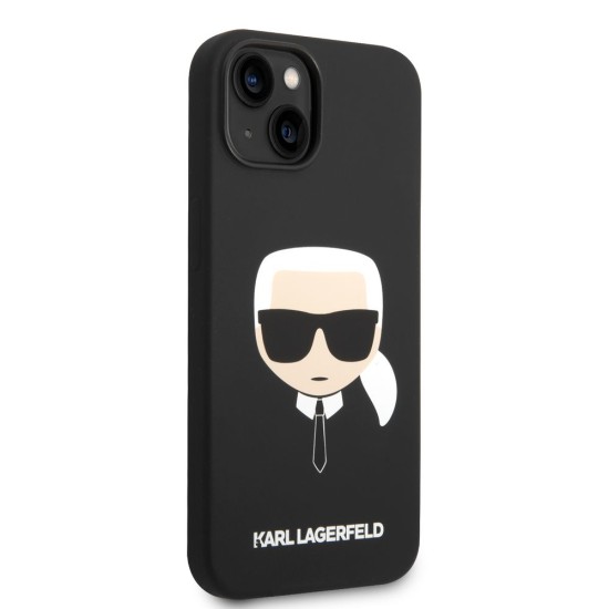 Husă Karl Lagerfeld Liquid Silicone Karl Head pentru iPhone 14 Plus, Black (Bakr, KLHCP14MSLKHBK) by www.silkase.ro