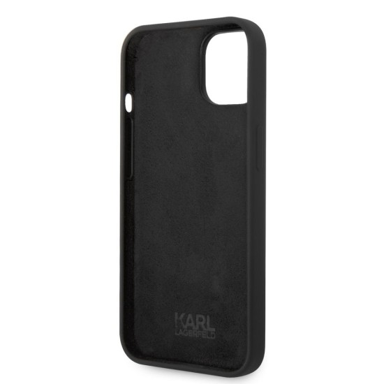 Husă Karl Lagerfeld Liquid Silicone Karl Head pentru iPhone 14 Plus, Black (Bakr, KLHCP14MSLKHBK) by www.silkase.ro