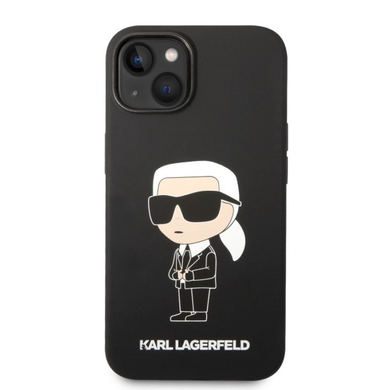 Husă Karl Lagerfeld Liquid Silicone Ikonik NFT pentru iPhone 14 Plus, Black (Bakr, KLHCP14MSNIKBCK) by www.silkase.ro