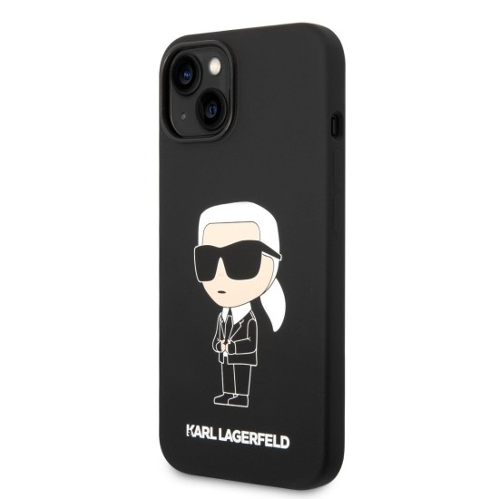 Husă Karl Lagerfeld Liquid Silicone Ikonik NFT pentru iPhone 14 Plus, Black (Bakr, KLHCP14MSNIKBCK) by www.silkase.ro