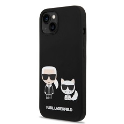 Husa Karl Lagerfeld Liquid Silicone Karl and Choupette MagSafe pentru iPhone 14 Plus, Neagra