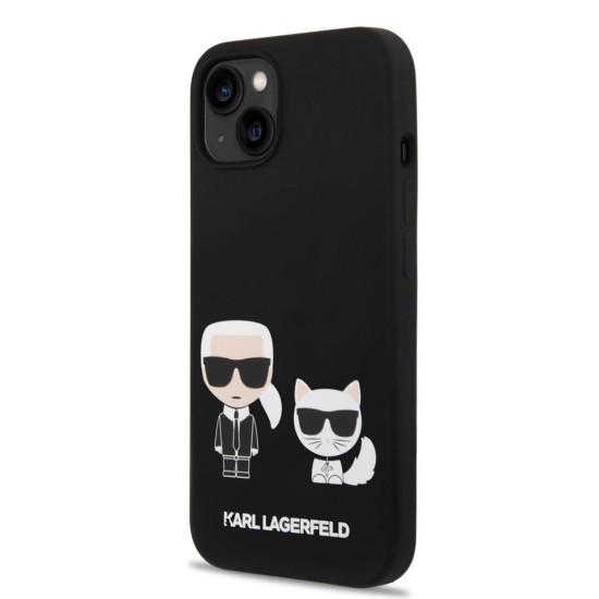 Husa Karl Lagerfeld Liquid Silicone Karl and Choupette MagSafe pentru iPhone 14 Plus, Neagra (Bakr, KLHMP14MSSKCK) by www.silkase.ro