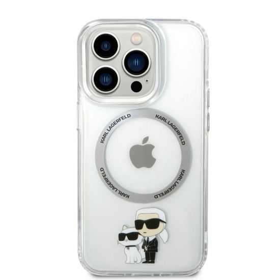 Husa Karl Lagerfeld IML Karl and Choupette MagSafe pentru iPhone 14 Pro Max, Transparenta (Bakr, KLHMP14XHNKCIT) by www.silkase.ro