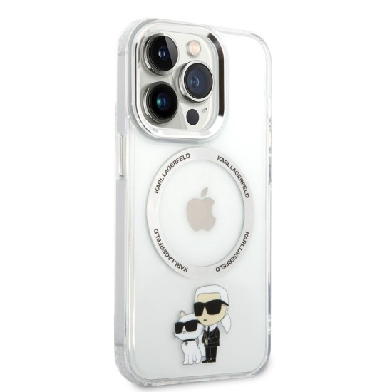 Husa Karl Lagerfeld IML Karl and Choupette MagSafe pentru iPhone 14 Pro Max, Transparenta (Bakr, KLHMP14XHNKCIT) by www.silkase.ro