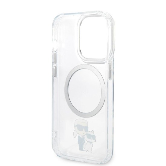 Husa Karl Lagerfeld IML Karl and Choupette MagSafe pentru iPhone 14 Pro Max, Transparenta (Bakr, KLHMP14XHNKCIT) by www.silkase.ro