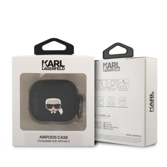 Husa Karl Lagerfeld 3D Logo NFT Karl Head Silicon pentru AirPods 3, Neagra Husa Karl Lagerfeld 3D Logo NFT Karl Head Silicon pentru AirPods 3, Neagra (Bakr, KLA3RUNIKK) by www.silkase.ro
