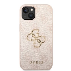Husă Guess PU 4G Metal Logo pentru iPhone 14, Roz - Design Premium Husă Guess PU 4G Metal Logo pentru iPhone 14, Roz - Design Premium