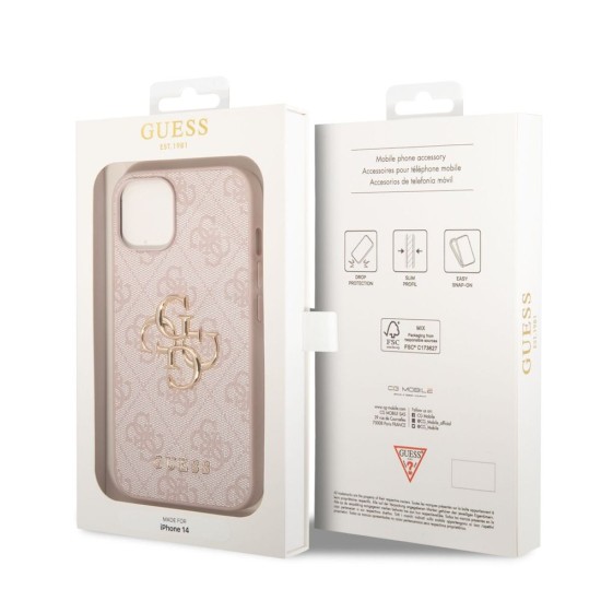 Husă Guess PU 4G Metal Logo pentru iPhone 14, Roz - Design Premium Husă Guess PU 4G Metal Logo pentru iPhone 14, Roz - Design Premium (Bakr, GUHCP14S4GMGPI) by www.silkase.ro