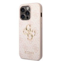 Husă Guess PU 4G Metal Logo pentru iPhone 14 Pro Max, Roz