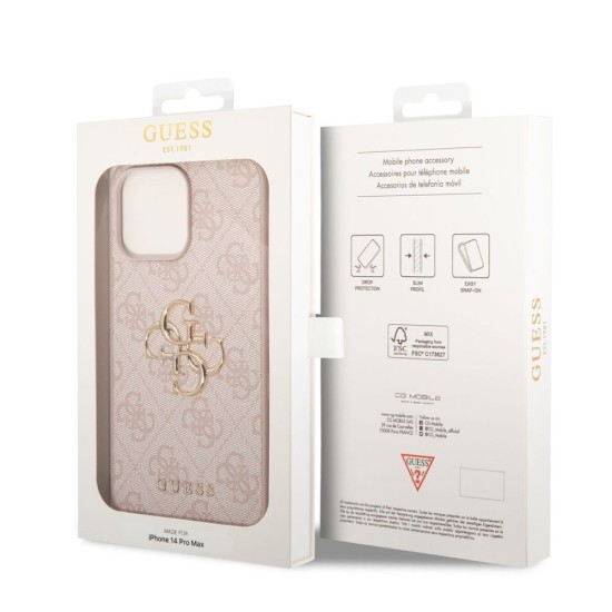 Husă Guess PU 4G Metal Logo pentru iPhone 14 Pro Max, Roz Husă Guess PU 4G Metal Logo pentru iPhone 14 Pro Max, Roz (Bakr, GUHCP14X4GMGPI) by www.silkase.ro