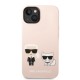 Husă Karl Lagerfeld and Choupette din Silicon Lichid pentru iPhone 14 Plus, Roz (Bakr, KLHCP14MSSKCI) by www.silkase.ro