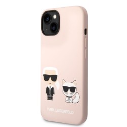 Husă Karl Lagerfeld and Choupette din Silicon Lichid pentru iPhone 14 Plus, Roz