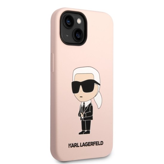 Husă Karl Lagerfeld Liquid Silicone Ikonik NFT pentru iPhone 14 Plus, Roz (Bakr, KLHCP14MSNIKBCP) by www.silkase.ro