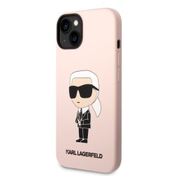 Husă Karl Lagerfeld Liquid Silicone Ikonik NFT pentru iPhone 14 Plus, Roz