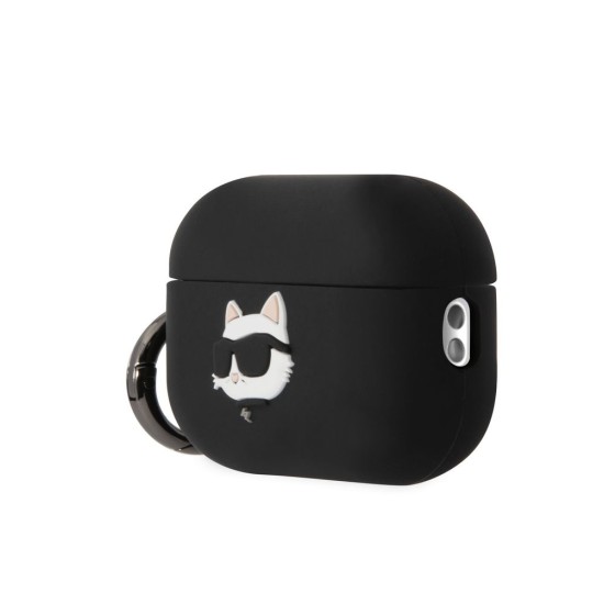 Husa Karl Lagerfeld 3D Logo NFT Choupette Head Silicone pentru AirPods Pro 2, Black (Bakr, KLAP2RUNCHK) by www.silkase.ro