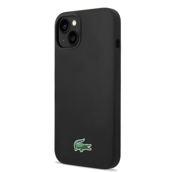 Husa Lacoste Liquid Silicone Croc Logo MagSafe pentru iPhone 13/14/15, Neagra (Bakr, LCHMP14SSLOK) by www.silkase.ro